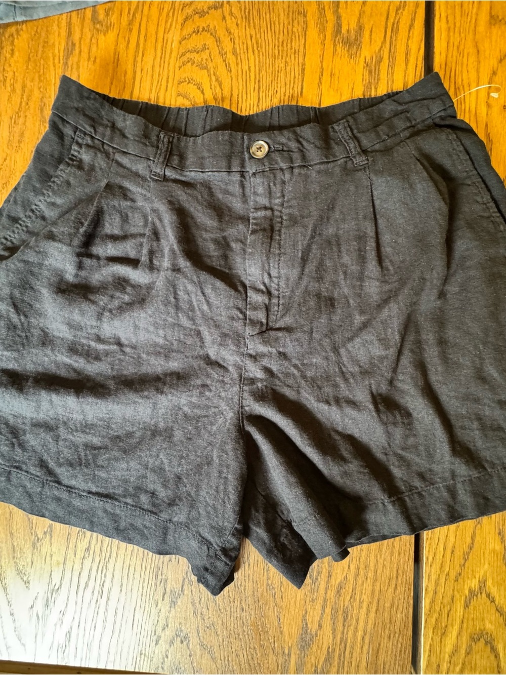 Gap Linen blend High Rise Pleated Trouser Shorts Button Women’s Size 12 Black